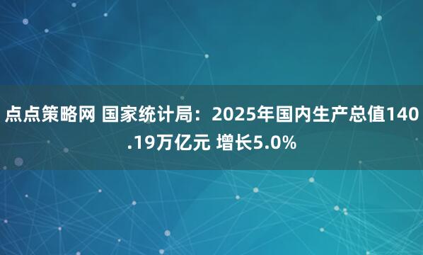 点点策略网 国家统计局：2025年国内生产总值140.19万亿元 增长5.0%